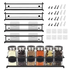 4 Pack Kitchen Spice Rack Organizer Storage Shelf Cabinet Jar Holder Wall Mount