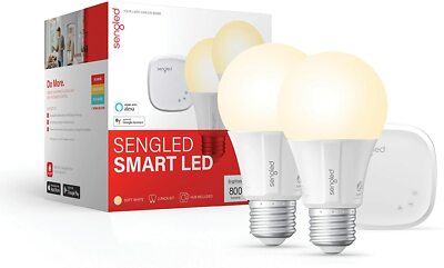 Sengled Smart LED Soft White Starter Kit 2700K 60W 2 Light Bulbs & Hub, Alexa A5