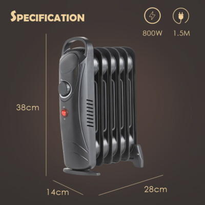 Mini 800W 6 Fin Oil Filled Radiator Winter Home Portable Electric Heater  Compact | eBay