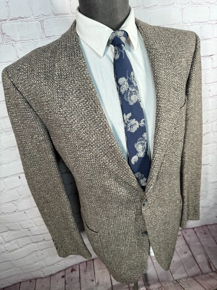 Abrigo Blazer Chaqueta Deportivo LUBIAM Para Hombres Marrón WEED LANA ITALIANA CASERA Foto 3 de 4