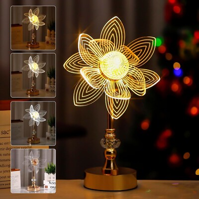 3D Acrylic Flower Ambient Lamp - Colorful Light, Touch Switch, Dimmable Lights