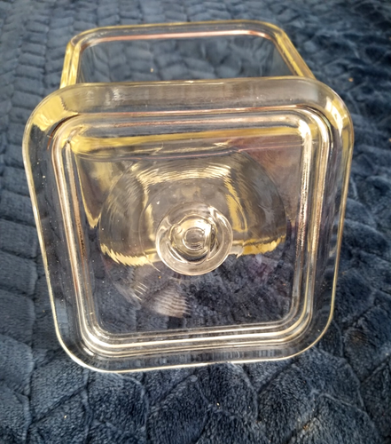 Vintage Glasbake Ovenware Refrigerator Dish Clear With Lid Yellow Tint - Picture 6 of 8