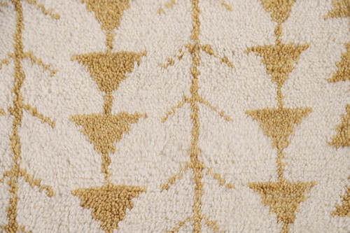 Ivory/ Gold Modern Moroccan Oriental 5'x8' Area Rug Hand-knotted Wool Carpet - Picture 7 of 12
