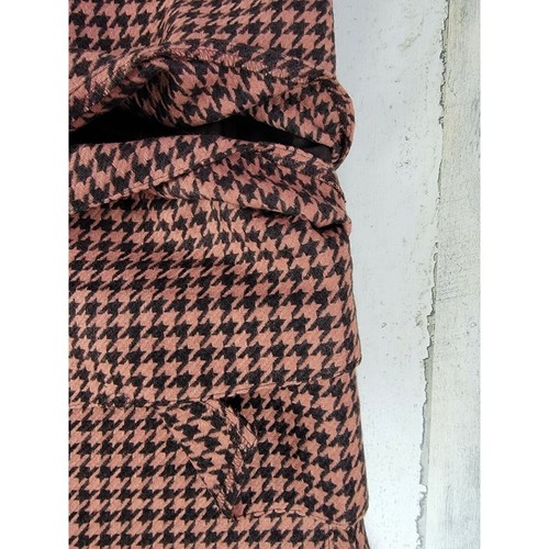 Vintage Madeleine Womens Orange Houndstooth High Waist Wool Skirt | 14 - Picture 4 of 12