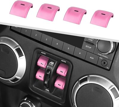 Pink Window Control Switch Button Cover Trim For Jeep Wrangler JK JKU 2012-2018