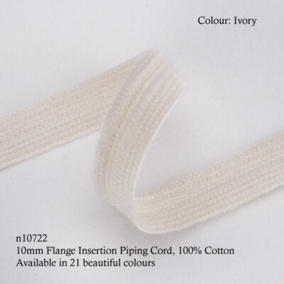 10mm Biesenband Paspelband,100% Baumwolle Biese,Weiche Schnur Kordel,21 Farbe,UK