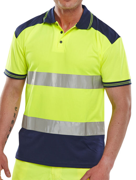 BEESWIFT HI-VIS TWO-TONE POLO SHIRT SATURN YELLOW / NAVY S