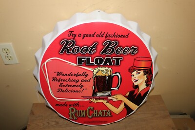 Vintage Rum Chata Root Beer Float Soda Pop Mixed Drink Bar Tavern 22'' Metal Sign