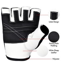Womens Leather Gym Gloves Strap Exercise Bodybuilding Black and White XS-XXL UK | UK