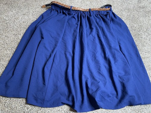 New! Modcloth Pull On A-Line Skirt Blue Flowy W/ Belt Women's Size 1X 1XL - Picture 6 of 7