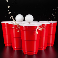 Red Plastic Party Cups Reusable 12oz  Disposable Beer Pong Glasses