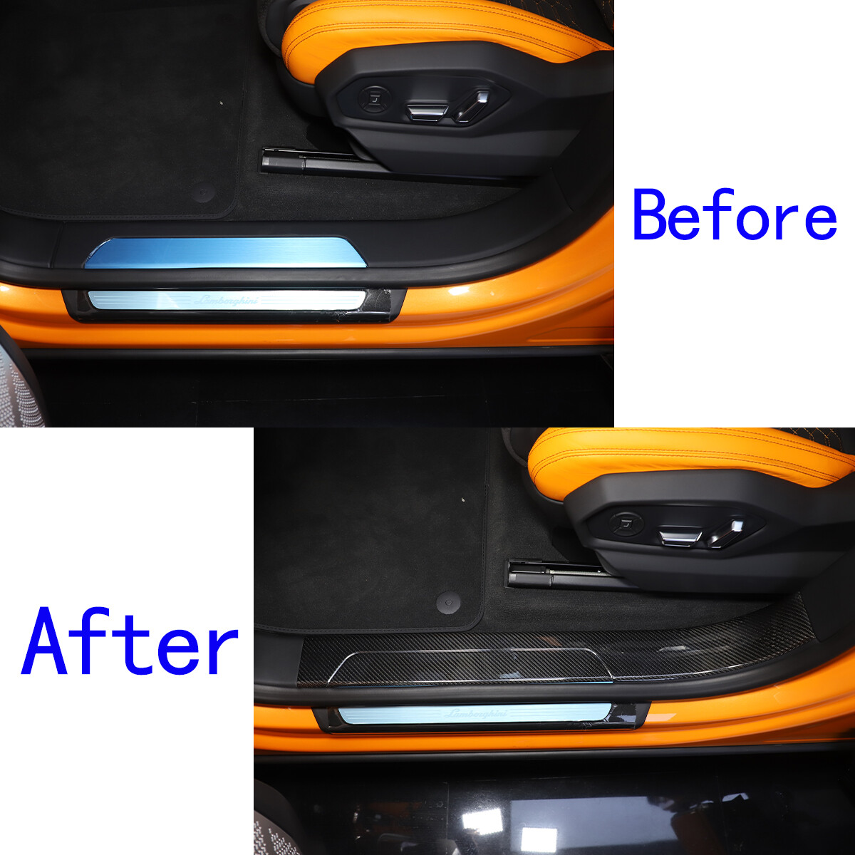 Real Carbon Fiber Door Sill Guard Cover Trim Strip For Lamborghini Urus 18-23