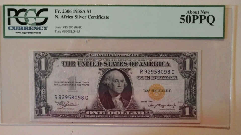 Fr. 2306  1935A $1.00 N. Africa Silver Certificate  PCGS  50 - Image 3 of 4