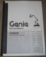 GENIE Z-34 /22IC MANLIFT BOOM Z-LIFT SERVICE SHOP REPAIR MANUAL S/N 1187-3241