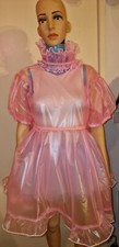 Lockable pink pvc dress  sissy maid adult sized baby