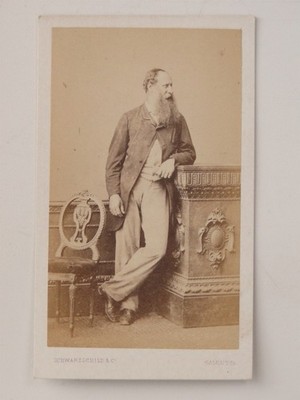 Man Full Beard Victorian CDV Photo Schwarzschild Co Calcutta India c1870s
