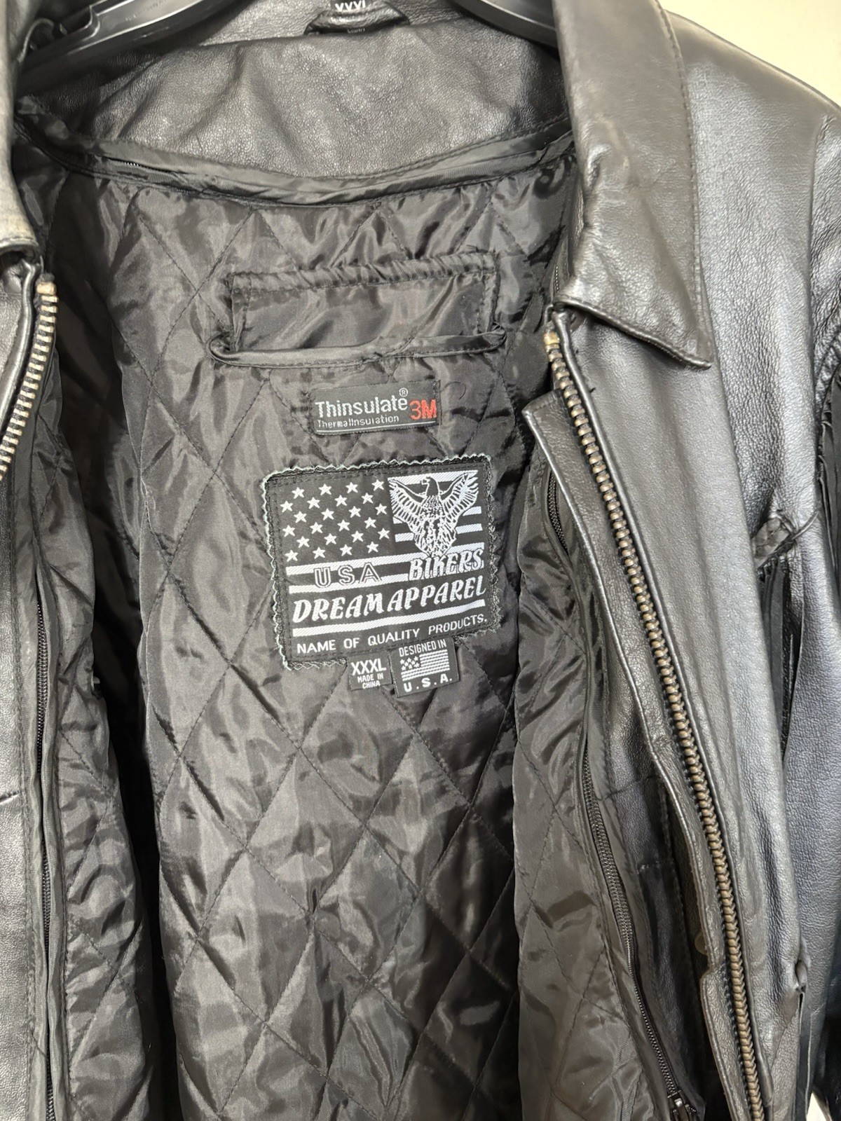 USA Bikers Dream Apparel size XXXL Women Black Leather Fringe Biker Jacket