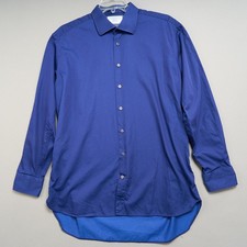 Charles Tyrwhitt Dress Shirt 18 37 Blue Long Sleeve Cotton Spread Collar