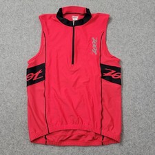Zoot Cycling Jersey Tank Mens Medium Pink 1/2 Zip Sleeveless Pockets Triathlon