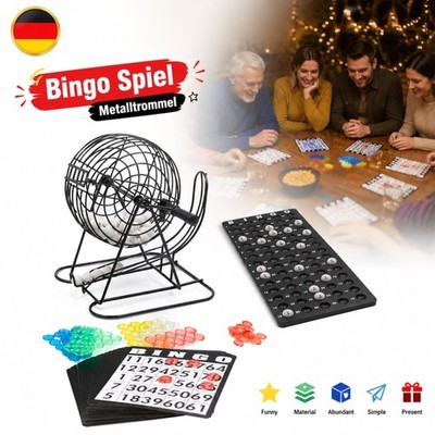 Bingo Spiel Bingotrommel Bingo-Mühle Metalltrommel Set 75 Bingo Kugeln HOT