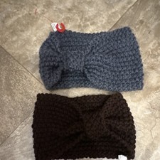 Knit Acrylic Bow Headbands Gray Brown Eco-Friendly Women's Set