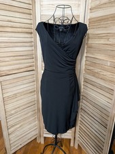 - White House Black Market WHBM Faux Wrap Little Black Dress Cocktails Sz 2