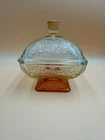 Vintage Jeannette Glass amberina candy dish with lid