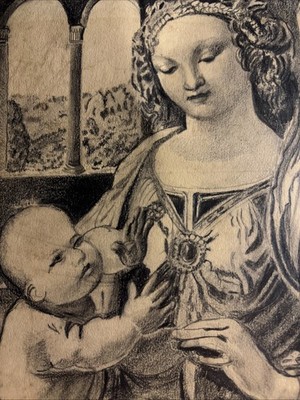 Stunning Student Drawing Of Leonardo da VINCI  Painting Madonna Of The Carnation