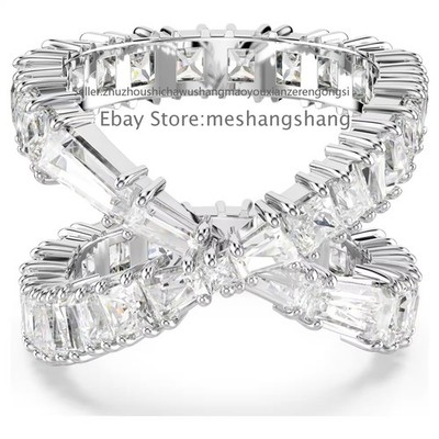 New Hyperbola ring Infinity, White, Silver-tone finish