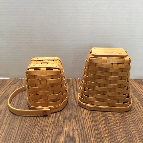 2 Longaberger American Cancer Society kleine handgewebte Körbe mit Kunststoffeinsätzen - Bild 7 von 11