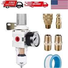 Semi-Auto Drain 1/4" NPT Air Filter Regulator with Polycarbonate Bowl and Gauge