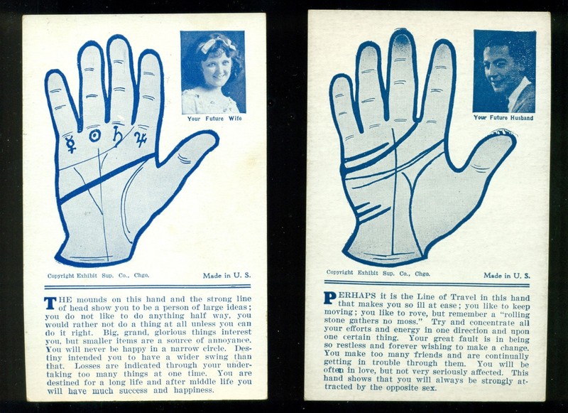 1940s Hand Palm Reading Cards Select Future Wife and Husband by reading lines
