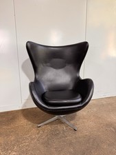 Retro Black Leather Swivel Egg Chair | Delivery Available