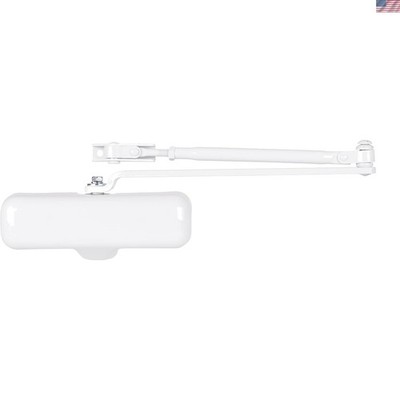 White Finish Door Closer - Adjustable Closing Speed, 155-Degree Opening Range