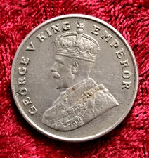 British India 8 Annas 1919 C (Calcutta Mint) KM# 520  Rare and Very High Grade