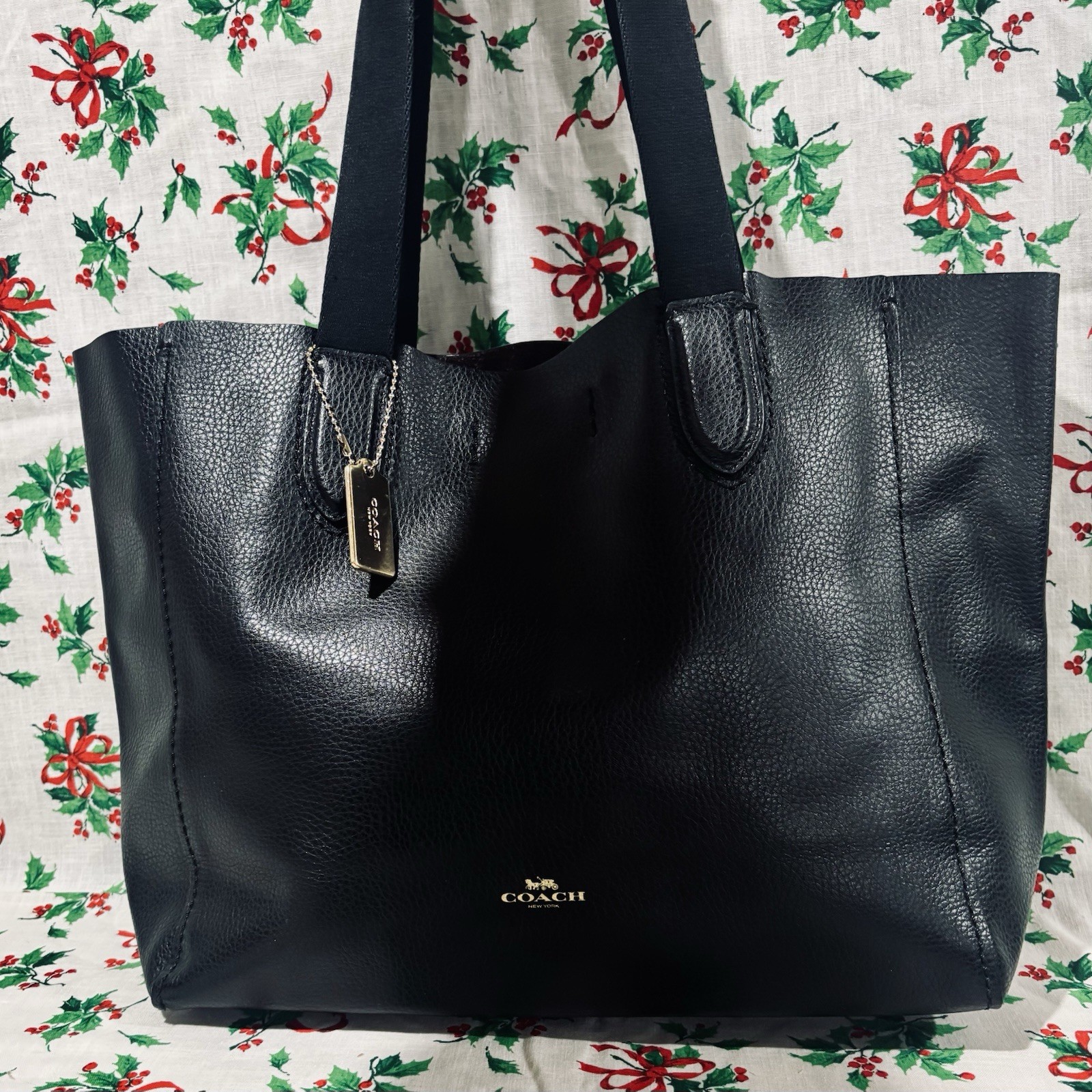 Coach Large Black Leather Tote Bag Great Condition Christmas Gift New York