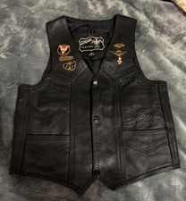 Kids Unixes Genuine Soft Leather Vest w/Pins Outerwear Biker SZ:L