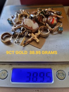 9CT GOLD 38.95 GRAMS SCRAP WEAR BULK LOT 375 RINGS DIAM PEND EARRING LOT 375