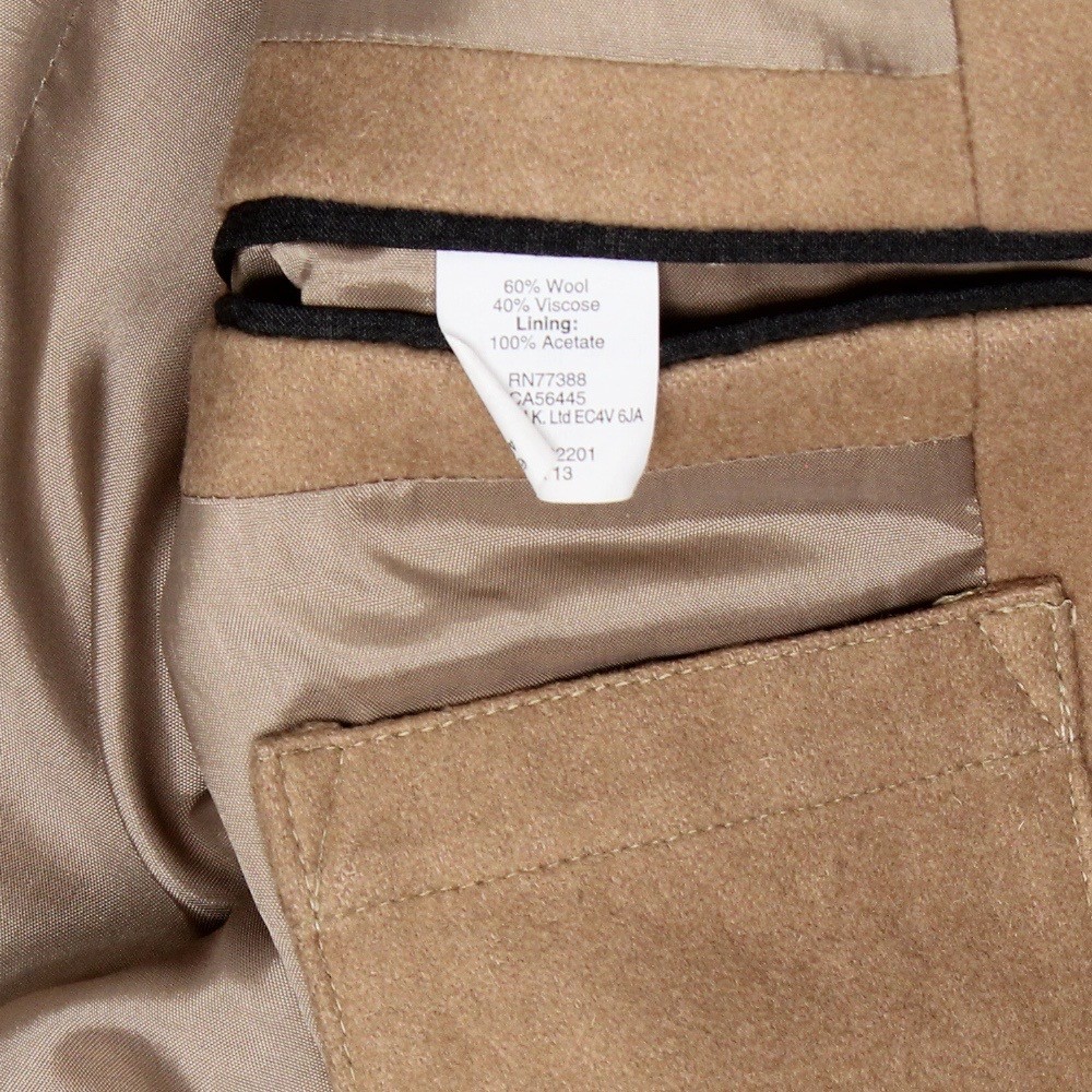 J Crew Classic Covert Top Coat Mens 38 Solid Tan Wool Blend Overcoat image 8