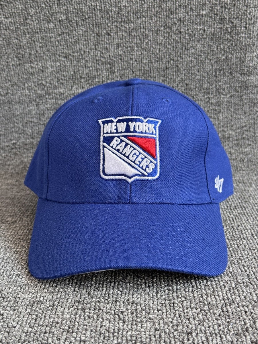 '47 Brand New York Rangers Dad Hat Strapback Royal Blue White NHL OSFA