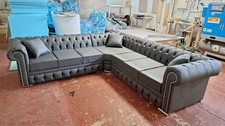 Brand New| Olympia Chesterfield Corner Sofa 5 Seater| Grey Leather| Cushions