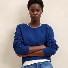 Banana Republic Factory Long Sleeve Quilted Crew Neck Sweatshirt Frigid Night SM