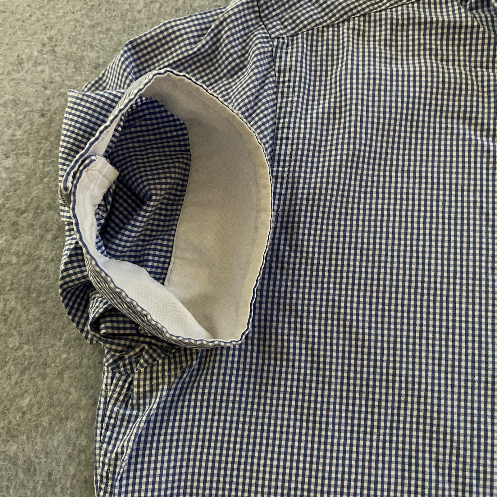 GANT Rugger Shirt M Blue Gingham Button Cuff Short Sleeve Cotton Unique Rare image 4