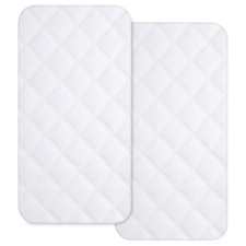 Yoofoss Waterproof Bassinet Mattress Pad Cover 2 Pack Fit for Rectangle Bass...