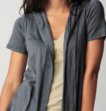 Michael Stars Open Hooded Cardigan Gray One Size Fits Most Signature Shine Y2K