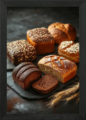 Sortiment Frisches Brot Gerahmtes Wandbild Poster Leinwanddruck Bild