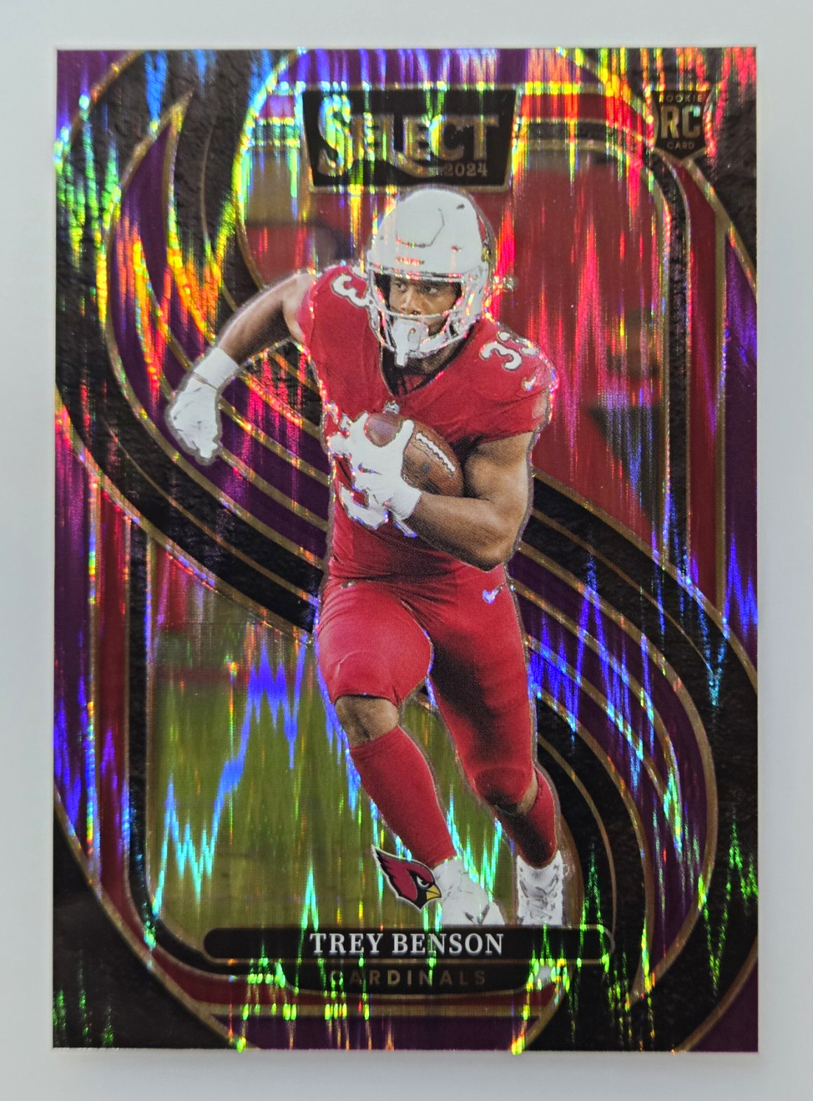 Trey Benson_Select 2024 Panini Premier Level-Cardinals #198 Purple Shock /360