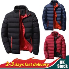 Mens Jacket Padded Coats Quilted Parka Down Bubble Puffer Zipper Winter Warm NEW