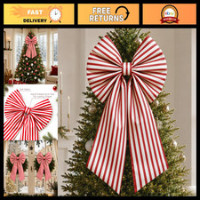 Christmas Decorations, Large Red White Stripes Christmas Bow 36x18 Inch