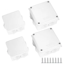 4 Pcs Junction Boxes IP65/IP55 Waterproof, White ABS Plastic Dustproof Electr...